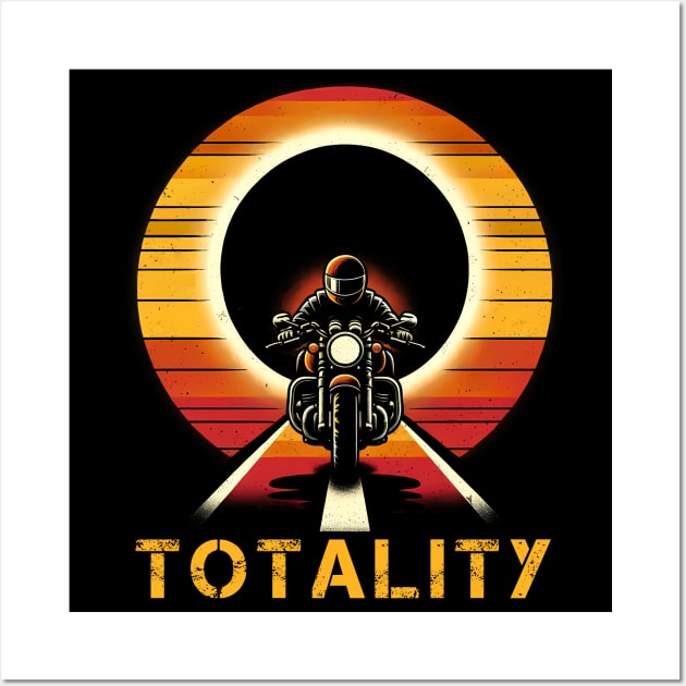 2024 Total Solar Eclipse Biker Tee - 'Totality' Motorcycle Adventure Shirt Wall Art by Klimek Prints